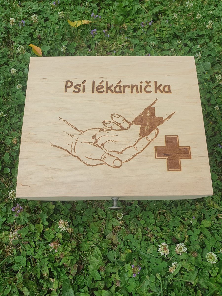Ručně vyrobená dřevěná Truhla - Psí lékárnička