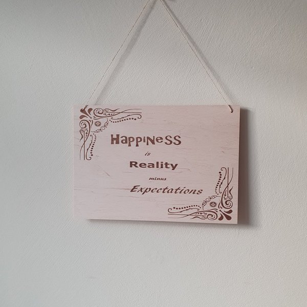 Ručně vyrobená dřevěná Deska - Happiness
