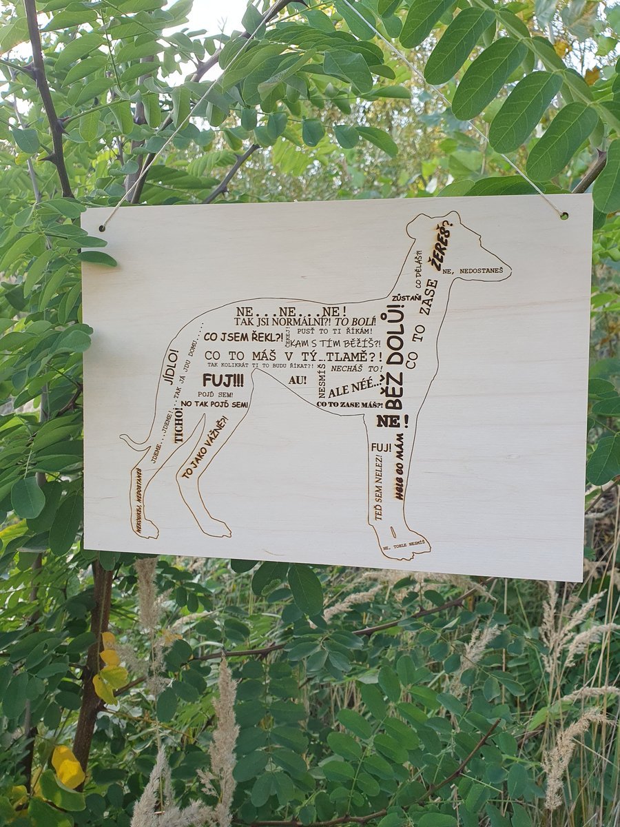 Ručně vyrobená dřevěná Deska - Dog map