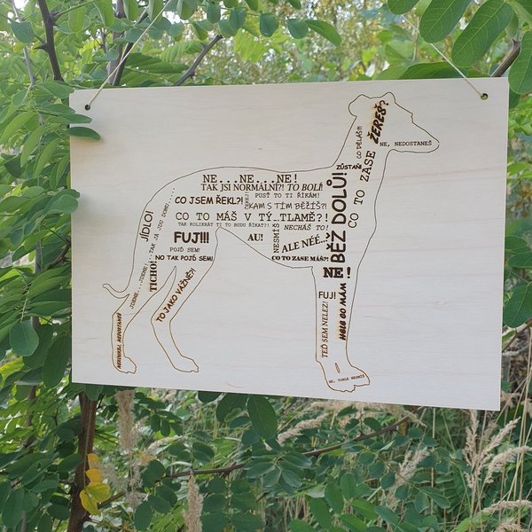 Ručně vyrobená dřevěná Deska - Dog map